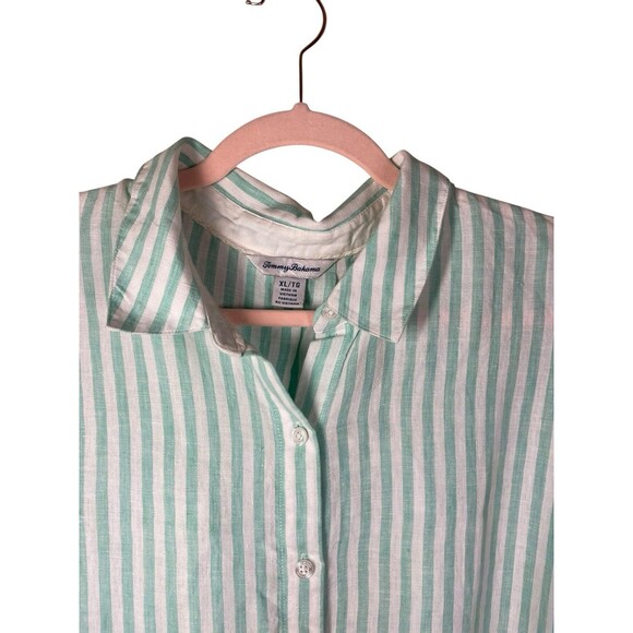 Tommy Bahama Turquoise Linen Button Front Top Size XL Tunic Beach Resort - Picture 4 of 15